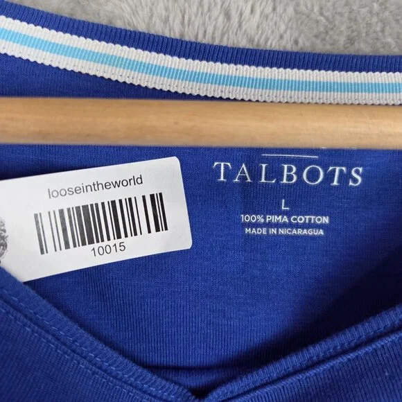 Talbots Pima Cotton Long Sleeve Tee Blue Women’s - Picture 6 of 6